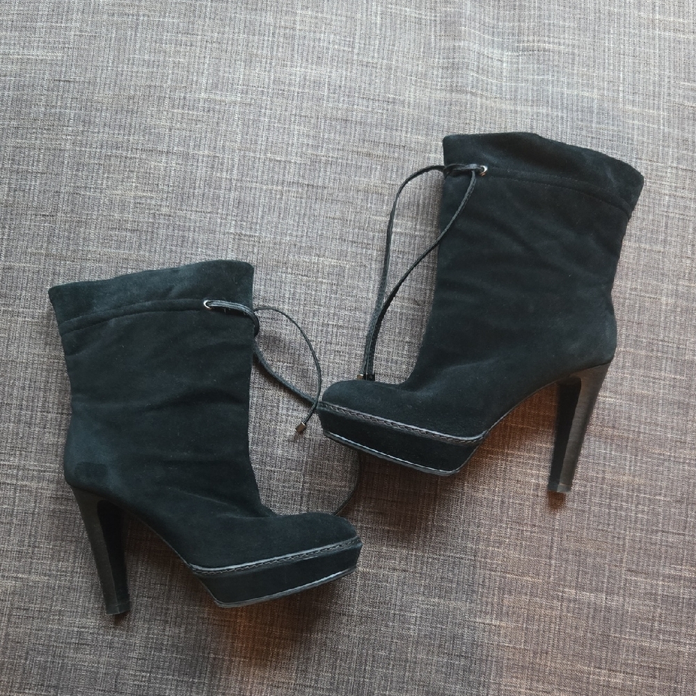 Minelli Black Suede High Heel Ankle Boots
